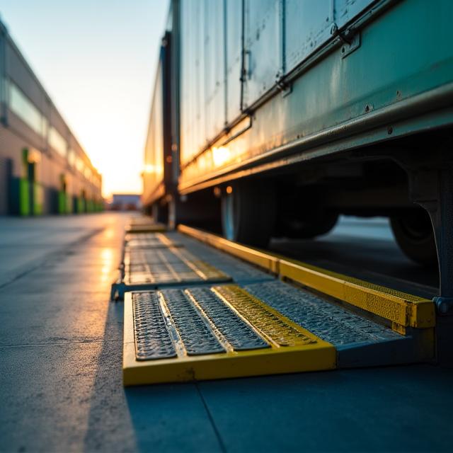 Freight loading docks at dawn